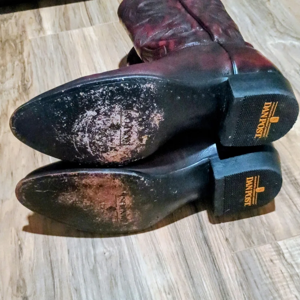 SOLD Vintage Y2K Men's Classic Western Dan Post Cowboy Leather Boots - Picture 4 of 6